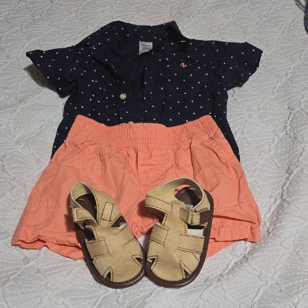 3/$10 Carter's Navy and Coral Kids Matching Set